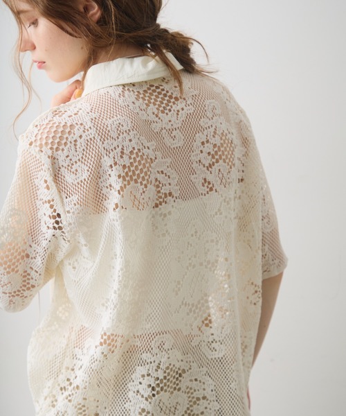 Crisp(クリスプ)の「flower lace polo tops / フラワーレースポロトップス(シャツ/ブラウス・レディース・アイボリー/ブラック・FREE)」の18枚目の写真