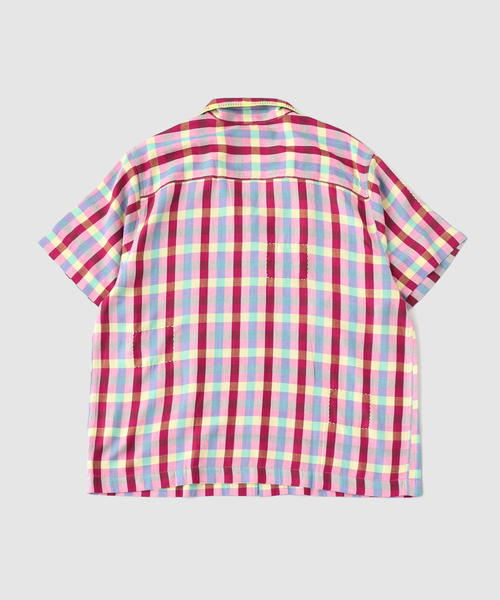 JOURNAL STANDARD（ジャーナルスタンダード）の「KALM / カーム Contrast Stitch Pah-Kaow Mah camp shirt（シャツ/ブラウス・メンズ・グリーン/ピンク・MEDIUM/SMALL）」の5枚目の写真