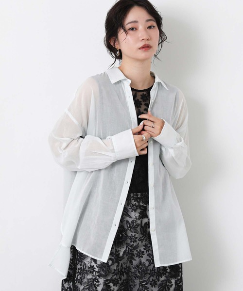 Gready Brilliant(グレディブリリアン)の「綿ボイルシアーシャツ(シャツ/ブラウス・レディース・ブラック/イエロー/サックスブルー・38)」の16枚目の写真