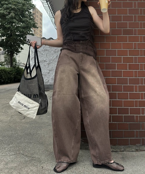 WILLFULLY(ウィルフリー)の「gather tulle layered rib tank(タンクトップ・レディース・ホワイト/ブルー系その他/チャコール・FREE)」の9枚目の写真