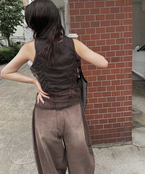 WILLFULLY(ウィルフリー)の「gather tulle layered rib tank(タンクトップ・レディース・ホワイト/ブルー系その他/チャコール・FREE)」の10枚目の写真