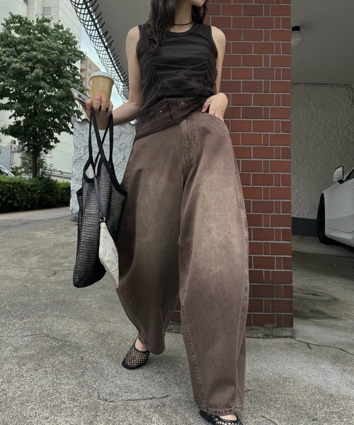 WILLFULLY(ウィルフリー)の「gather tulle layered rib tank(タンクトップ・レディース・ホワイト/ブルー系その他/チャコール・FREE)」の12枚目の写真