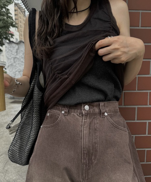 WILLFULLY(ウィルフリー)の「gather tulle layered rib tank(タンクトップ・レディース・ホワイト/ブルー系その他/チャコール・FREE)」の13枚目の写真