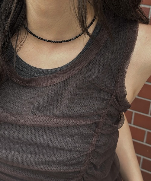 WILLFULLY(ウィルフリー)の「gather tulle layered rib tank(タンクトップ・レディース・ホワイト/ブルー系その他/チャコール・FREE)」の15枚目の写真
