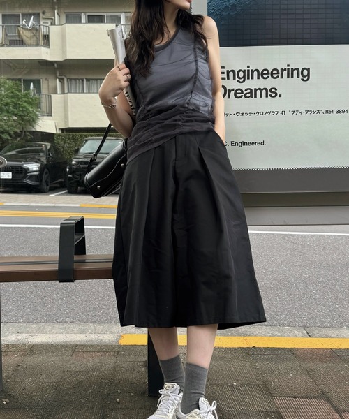 WILLFULLY(ウィルフリー)の「gather tulle layered rib tank(タンクトップ・レディース・ホワイト/ブルー系その他/チャコール・FREE)」の17枚目の写真
