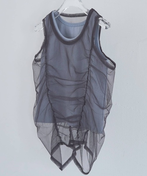 WILLFULLY(ウィルフリー)の「gather tulle layered rib tank(タンクトップ・レディース・ホワイト/ブルー系その他/チャコール・FREE)」の20枚目の写真