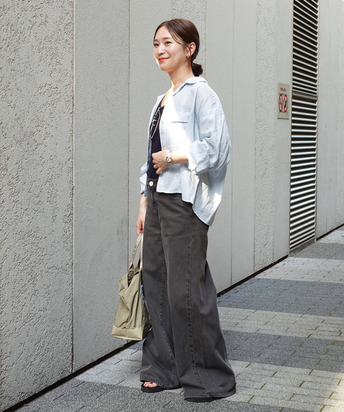 JOURNAL STANDARD(ジャーナルスタンダード)の「《追加2》リネンレギュラーロールアップシャツ(シャツ/ブラウス・レディース・ピンク/イエロー系その他/サックスブルー・FREE)」の22枚目の写真