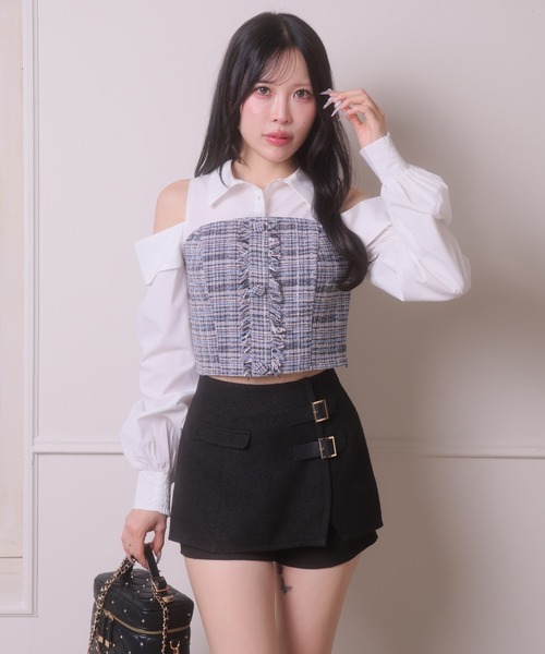 LIPSERVICE（リップサービス）の「ダブルベルトラップショートパンツ（その他パンツ・レディース・ブラック/その他1/アイボリー・S/M）」の12枚目の写真