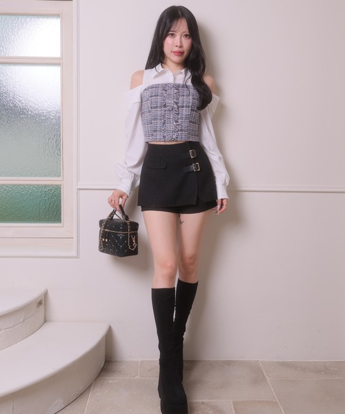 LIPSERVICE（リップサービス）の「ダブルベルトラップショートパンツ（その他パンツ・レディース・ブラック/その他1/アイボリー・S/M）」の16枚目の写真