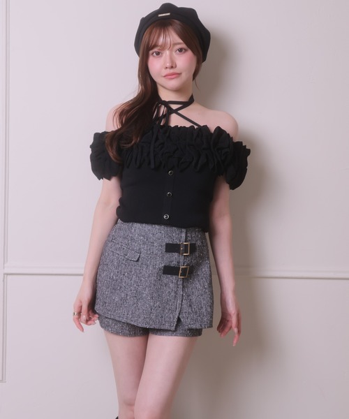 LIPSERVICE（リップサービス）の「ダブルベルトラップショートパンツ（その他パンツ・レディース・ブラック/その他1/アイボリー・S/M）」の5枚目の写真