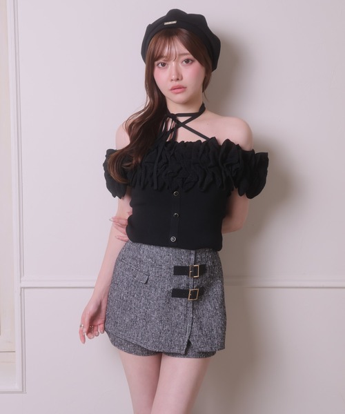 LIPSERVICE（リップサービス）の「ダブルベルトラップショートパンツ（その他パンツ・レディース・ブラック/その他1/アイボリー・S/M）」の6枚目の写真