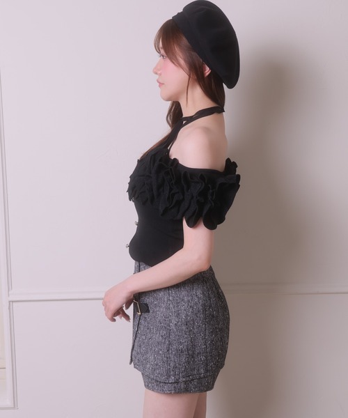 LIPSERVICE（リップサービス）の「ダブルベルトラップショートパンツ（その他パンツ・レディース・ブラック/その他1/アイボリー・S/M）」の7枚目の写真