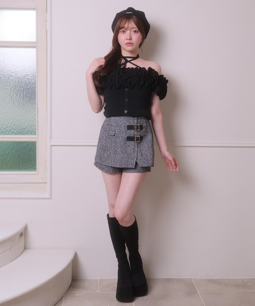 LIPSERVICE（リップサービス）の「ダブルベルトラップショートパンツ（その他パンツ・レディース・ブラック/その他1/アイボリー・S/M）」の10枚目の写真
