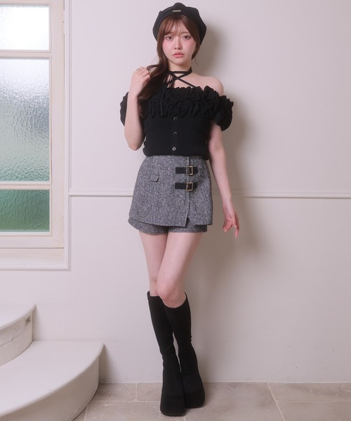 LIPSERVICE（リップサービス）の「ダブルベルトラップショートパンツ（その他パンツ・レディース・ブラック/その他1/アイボリー・S/M）」の4枚目の写真