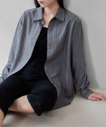 【on:nue】 起毛ストライプウエストマークオーバーシャツ/26-27 AW COLLECTION