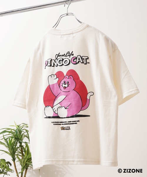 1111clothing（ワンフォークロージング）の「【ZIZONE / ジゾーン】Flock Print Tee / フロッキープリント Tシャツ バックプリント ビッグシルエット（Tシャツ/カットソー・レディース・クリーム/ネイビー・M/S/L）」の2枚目の写真