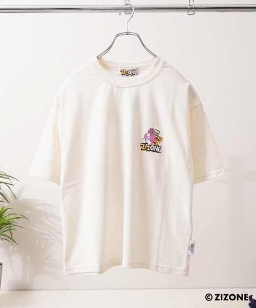 1111clothing（ワンフォークロージング）の「【ZIZONE / ジゾーン】Flock Print Tee / フロッキープリント Tシャツ バックプリント ビッグシルエット（Tシャツ/カットソー・レディース・クリーム/ネイビー・M/S/L）」の7枚目の写真