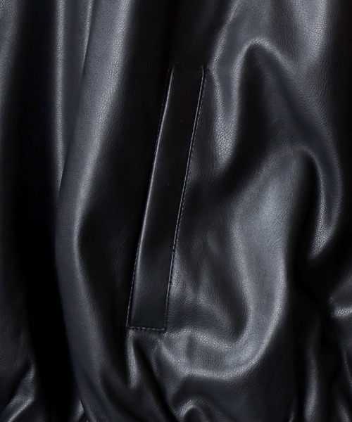 SITRY(シトリー)の「Synthetic Leather Zip Hoodie/フェイクレザー ブルゾン ジップパーカー フーディー(ブルゾン・メンズ・ブラック/チャコール・M/L/LL)」の8枚目の写真