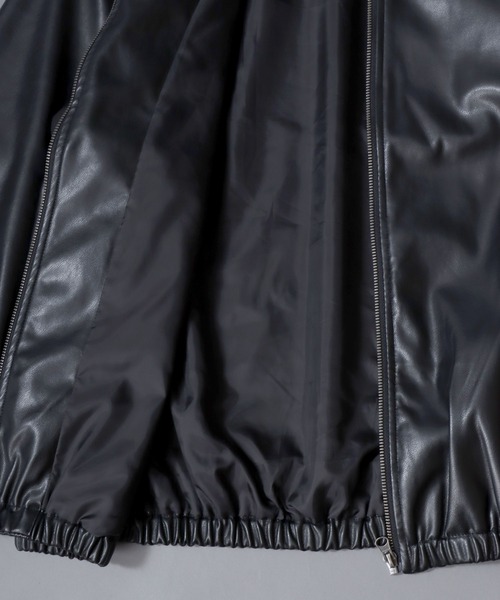 SITRY(シトリー)の「Synthetic Leather Zip Hoodie/フェイクレザー ブルゾン ジップパーカー フーディー(ブルゾン・メンズ・ブラック/チャコール・M/L/LL)」の12枚目の写真