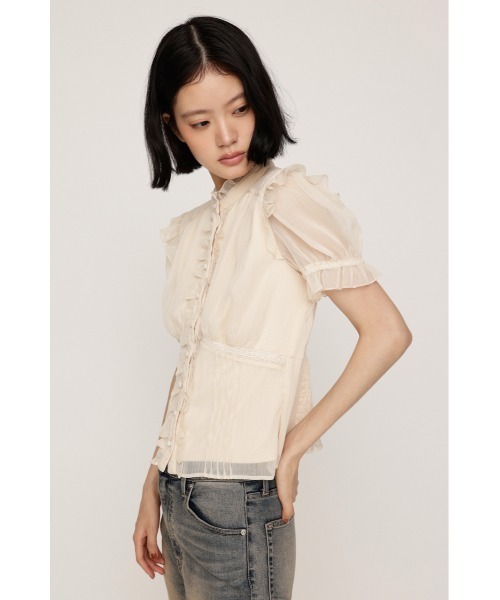 SLY(スライ)の「GATHER FRILL H/N PUFF BL ギャザーフリルハイネックパフブラウス 夏服(シャツ/ブラウス・レディース・ネイビー系/アイボリー/ブラウン系その他2・FREE)」の6枚目の写真