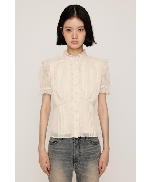 SLY(スライ)の「GATHER FRILL H/N PUFF BL ギャザーフリルハイネックパフブラウス 夏服(シャツ/ブラウス・レディース・ネイビー系/アイボリー/ブラウン系その他2・FREE)」の7枚目の写真