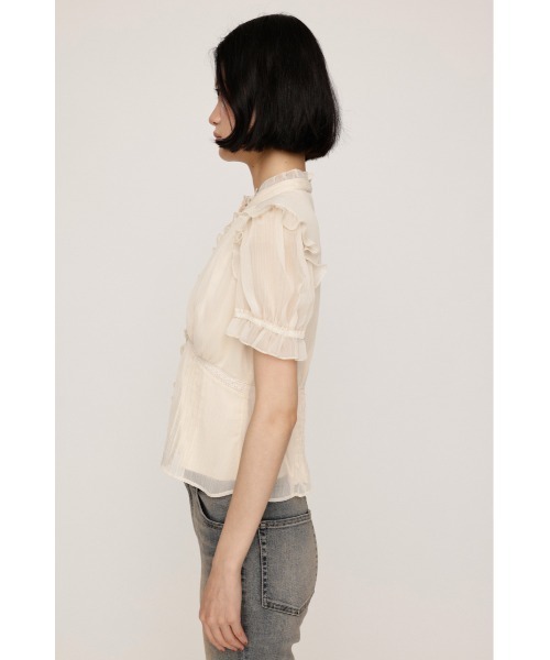 SLY(スライ)の「GATHER FRILL H/N PUFF BL ギャザーフリルハイネックパフブラウス 夏服(シャツ/ブラウス・レディース・ネイビー系/アイボリー/ブラウン系その他2・FREE)」の8枚目の写真