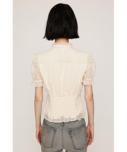 SLY(スライ)の「GATHER FRILL H/N PUFF BL ギャザーフリルハイネックパフブラウス 夏服(シャツ/ブラウス・レディース・ネイビー系/アイボリー/ブラウン系その他2・FREE)」の9枚目の写真