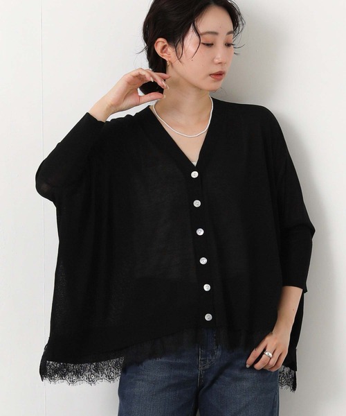 Gready Brilliant(グレディブリリアン)の「レースヘムVネックカーディガン(カーディガン/ボレロ・レディース・グレー/ブラック・FREE)」の10枚目の写真