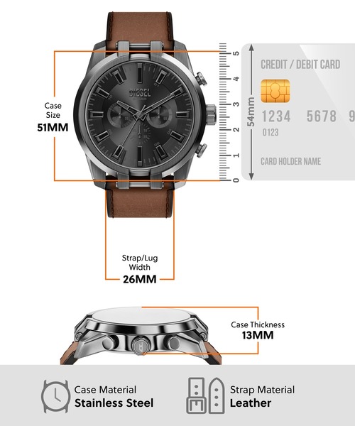 DIESEL（ディーゼル）の「ディーゼル 腕時計 メンズ アナログ レザー DZ4729（アナログ腕時計・メンズ・ブラウン・FREE）」の5枚目の写真