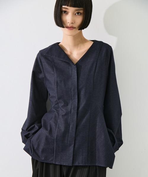 STUDIOUS(ステュディオス)の「Form Peplum Tops(Tシャツ/カットソー・レディース・ダークインディゴブルー/ブラック・FREE)」の8枚目の写真