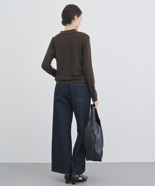 ALLURELLE(アリュレル)の「【ALLURELLE】Vネックポロニット SNF(ニット/セーター・レディース・ダークブラウン/ブラック/チャコールグレー・FREE)」の9枚目の写真