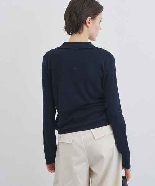 ALLURELLE(アリュレル)の「【ALLURELLE】Vネックポロニット SNF(ニット/セーター・レディース・ダークブラウン/ブラック/チャコールグレー・FREE)」の6枚目の写真