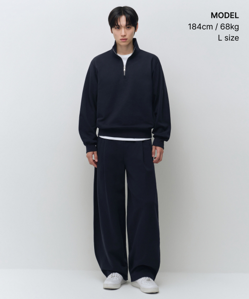 MUSINSA STANDARD（ムシンサスタンダード）の「ワンタックワイドラウンジスウェットパンツ[ネイビー]（スウェットパンツ・メンズ・その他・SMALL/MEDIUM/LARGE/X-LARGE/2XL）」の2枚目の写真