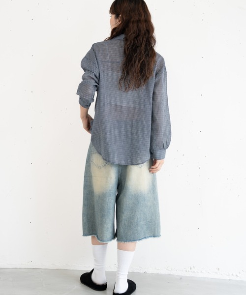 bashful base Oriental(バッシュフルベースオリエンタル)の「【bbO】ルーズシアーチェックシャツ(シャツ/ブラウス・レディース・ネイビー/アイボリー/ブルー・FREE)」の17枚目の写真