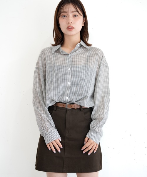 bashful base Oriental(バッシュフルベースオリエンタル)の「【bbO】ルーズシアーチェックシャツ(シャツ/ブラウス・レディース・ネイビー/アイボリー/ブルー・FREE)」の10枚目の写真