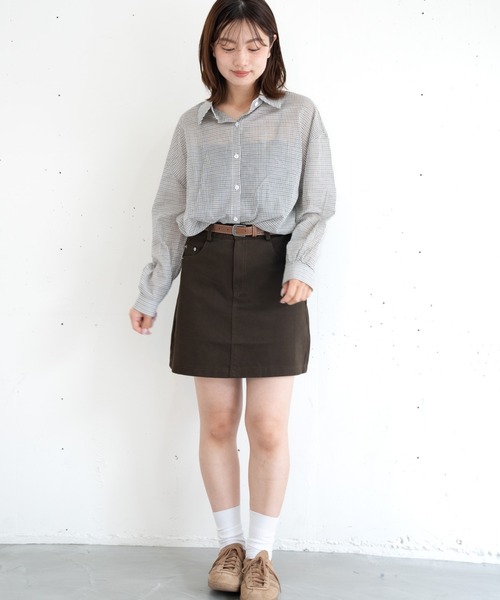 bashful base Oriental(バッシュフルベースオリエンタル)の「【bbO】ルーズシアーチェックシャツ(シャツ/ブラウス・レディース・ネイビー/アイボリー/ブルー・FREE)」の9枚目の写真