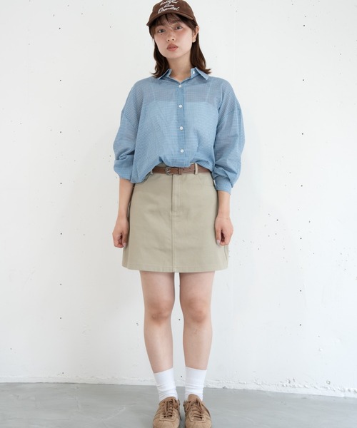 bashful base Oriental(バッシュフルベースオリエンタル)の「【bbO】ルーズシアーチェックシャツ(シャツ/ブラウス・レディース・ネイビー/アイボリー/ブルー・FREE)」の12枚目の写真