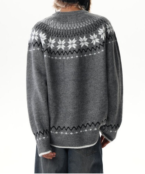 DOUBLE STEAL(ダブルスティール)の「DSノルディック柄クルーネックニット(ニット/セーター・メンズ・ネイビー/グレー・X-LARGE/LARGE/MEDIUM)」の4枚目の写真