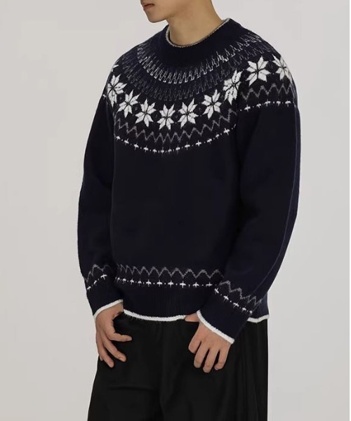 DOUBLE STEAL(ダブルスティール)の「DSノルディック柄クルーネックニット(ニット/セーター・メンズ・ネイビー/グレー・X-LARGE/LARGE/MEDIUM)」の5枚目の写真