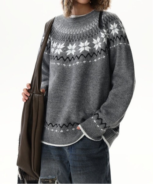 DOUBLE STEAL(ダブルスティール)の「DSノルディック柄クルーネックニット(ニット/セーター・メンズ・ネイビー/グレー・X-LARGE/LARGE/MEDIUM)」の3枚目の写真