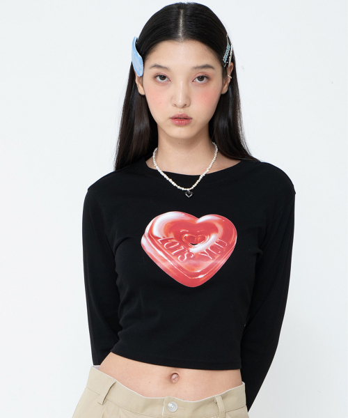 LOTSYOU(ロッツユー)の「The Friends Heart Candy Crop Tee Black(Tシャツ/カットソー・レディース・その他・OS)」の5枚目の写真