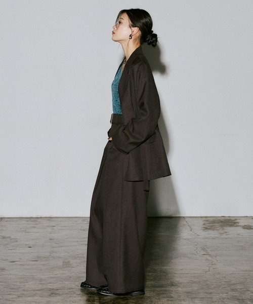 PAGEBOY(ページボーイ)の「クラシックボクシージャケット【セットアップ対応】(テーラードジャケット・レディース・チェック/ブラウン/ブラック・FREE)」の4枚目の写真