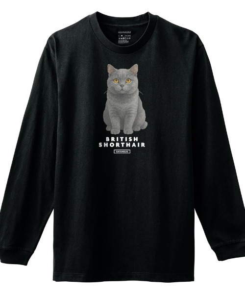 Moftique(モフティック)の「Moftique(モフティック) 長袖Tシャツ ブリティッシュショートヘアー 猫 キャット ペット アニマル プリント 袖リブ ロンT トップス レディース(Tシャツ/カットソー・レディース・ブラック/ホワイト・S/XS)」の1枚目の写真