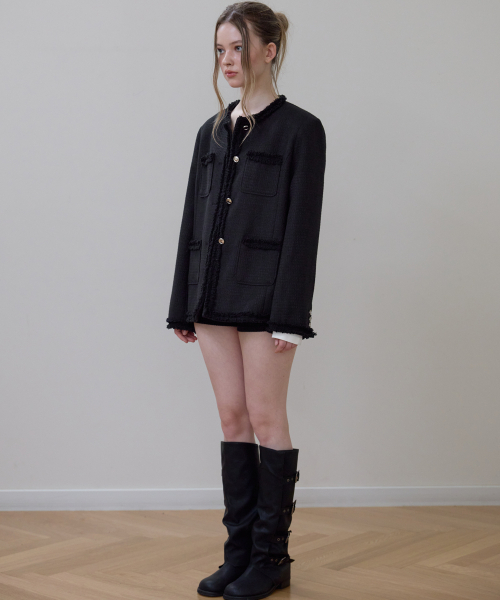 ROSEFRANTZ（ロゼフランツ）の「Fringe Pocket Tweed Jacket [Black]（その他アウター・レディース・ブラック・OS）」の3枚目の写真