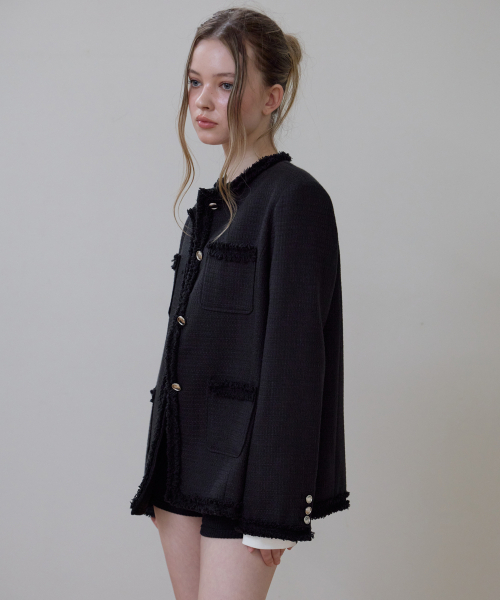 ROSEFRANTZ（ロゼフランツ）の「Fringe Pocket Tweed Jacket [Black]（その他アウター・レディース・ブラック・OS）」の7枚目の写真