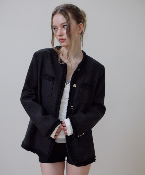 ROSEFRANTZ（ロゼフランツ）の「Fringe Pocket Tweed Jacket [Black]（その他アウター・レディース・ブラック・OS）」の9枚目の写真