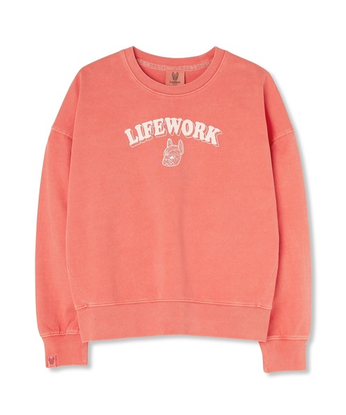 LIFE WORK(ライフワーク)の「レディース フレンジピグメントマンツーマン(スウェット・レディース・チャコールグレー/ライトグレー/オレンジ・FREE)」の3枚目の写真