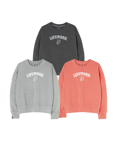 LIFE WORK(ライフワーク)の「レディース フレンジピグメントマンツーマン(スウェット・レディース・チャコールグレー/ライトグレー/オレンジ・FREE)」の4枚目の写真