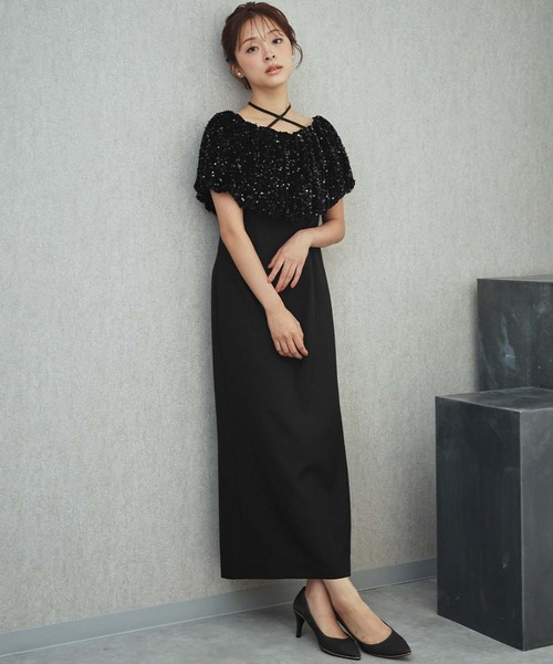 girl(ガール)の「2WAYスパンコールバルーンオフショルダーIラインパーティードレス 結婚式 ワンピース オケージョンドレス お呼ばれ 二次会 成人式 同窓会 謝恩会(ドレス・レディース・ブラック×グレー/ブラック・2L/L/M/S)」の17枚目の写真