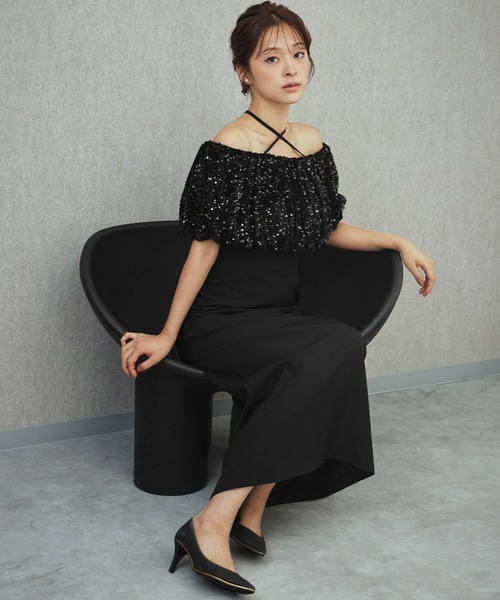 girl(ガール)の「2WAYスパンコールバルーンオフショルダーIラインパーティードレス 結婚式 ワンピース オケージョンドレス お呼ばれ 二次会 成人式 同窓会 謝恩会(ドレス・レディース・ブラック×グレー/ブラック・2L/L/M/S)」の20枚目の写真